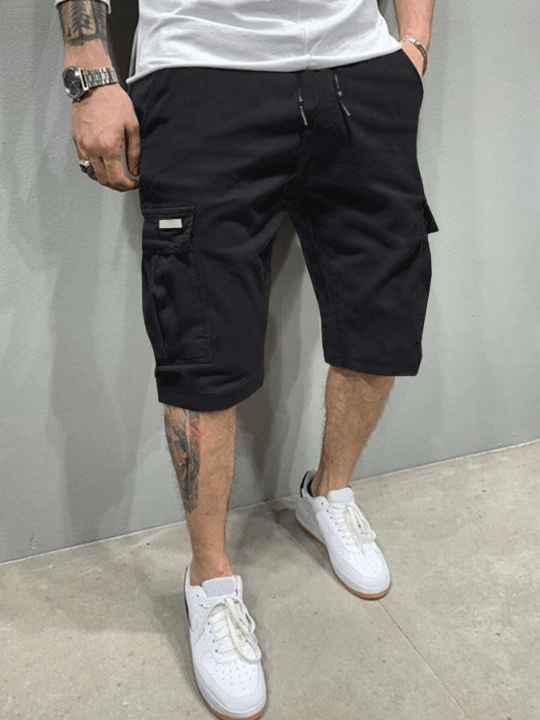 Manfinity Homme Men Flap Pockets Drawstring Cargo Shorts - Lolli World Marketplace