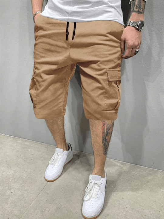 Manfinity Homme Men Flap Pockets Drawstring Cargo Shorts - Lolli World Marketplace