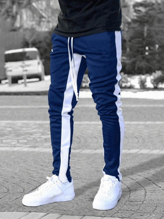 Manfinity Homme Men Letter Graphic Contrast Side Seam Drawstring Waist Sweatpants - Lolli World Marketplace