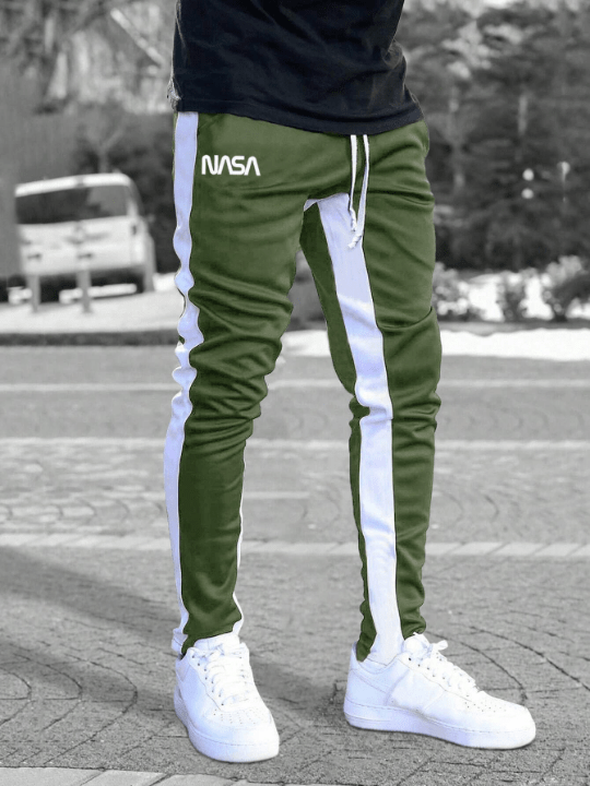Manfinity Homme Men Letter Graphic Contrast Side Seam Drawstring Waist Sweatpants - Lolli World Marketplace