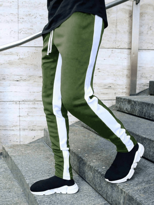 Manfinity Homme Men Letter Graphic Contrast Side Seam Drawstring Waist Sweatpants - Lolli World Marketplace