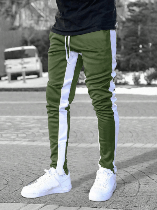 Manfinity Homme Men Letter Graphic Contrast Side Seam Drawstring Waist Sweatpants - Lolli World Marketplace