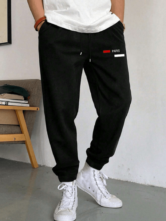 Manfinity Homme Men Letter Graphic Drawstring Waist Sweatpants - Lolli World Marketplace