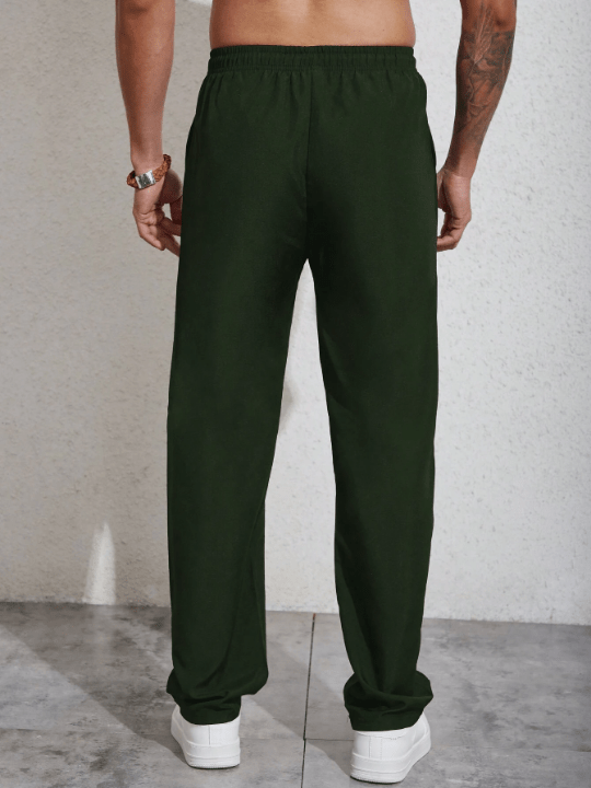 Manfinity Homme Men Letter Patched Detail Drawstring Waist Pants - Lolli World Marketplace