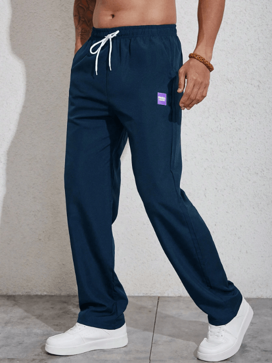 Manfinity Homme Men Letter Patched Detail Drawstring Waist Pants - Lolli World Marketplace