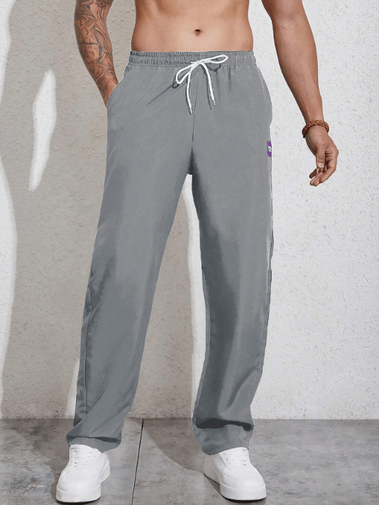 Manfinity Homme Men Letter Patched Detail Drawstring Waist Pants - Lolli World Marketplace