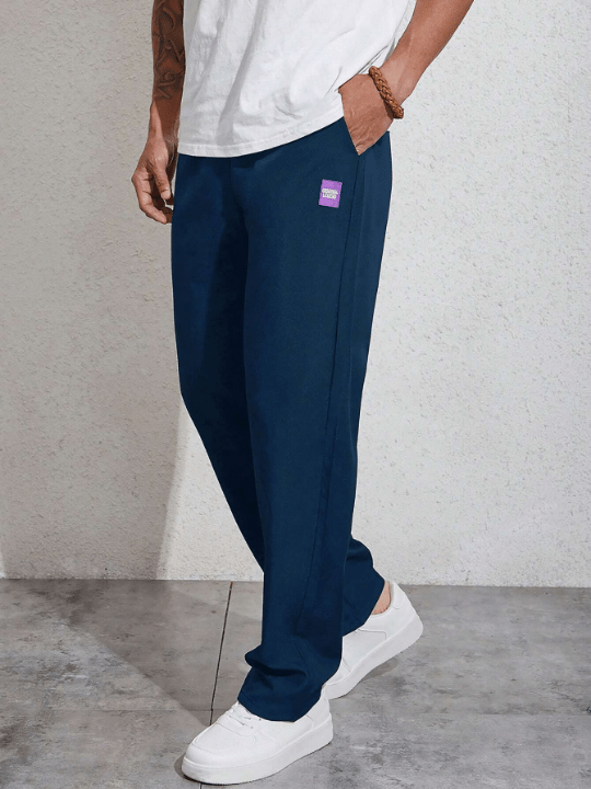 Manfinity Homme Men Letter Patched Detail Drawstring Waist Pants - Lolli World Marketplace