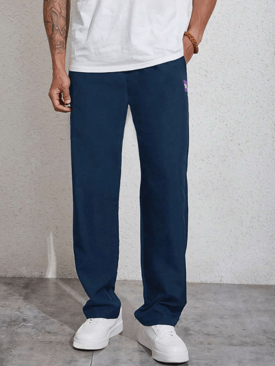 Manfinity Homme Men Letter Patched Detail Drawstring Waist Pants - Lolli World Marketplace