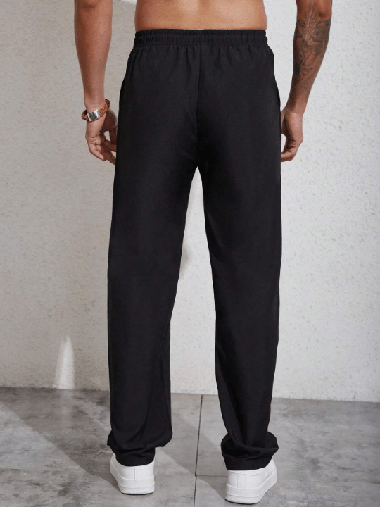 Manfinity Homme Men Letter Patched Detail Drawstring Waist Pants - Lolli World Marketplace