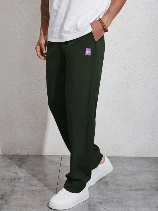 Manfinity Homme Men Letter Patched Detail Drawstring Waist Pants - Lolli World Marketplace
