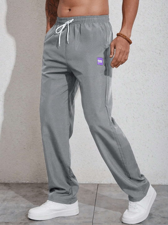 Manfinity Homme Men Letter Patched Detail Drawstring Waist Pants - Lolli World Marketplace