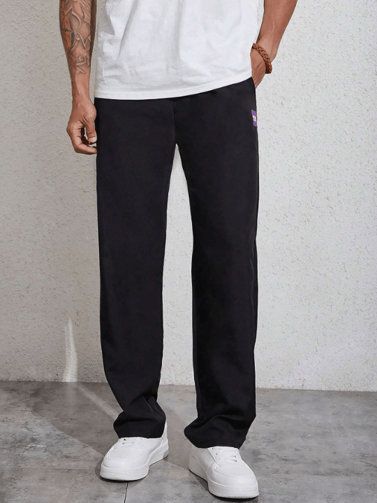 Manfinity Homme Men Letter Patched Detail Drawstring Waist Pants - Lolli World Marketplace