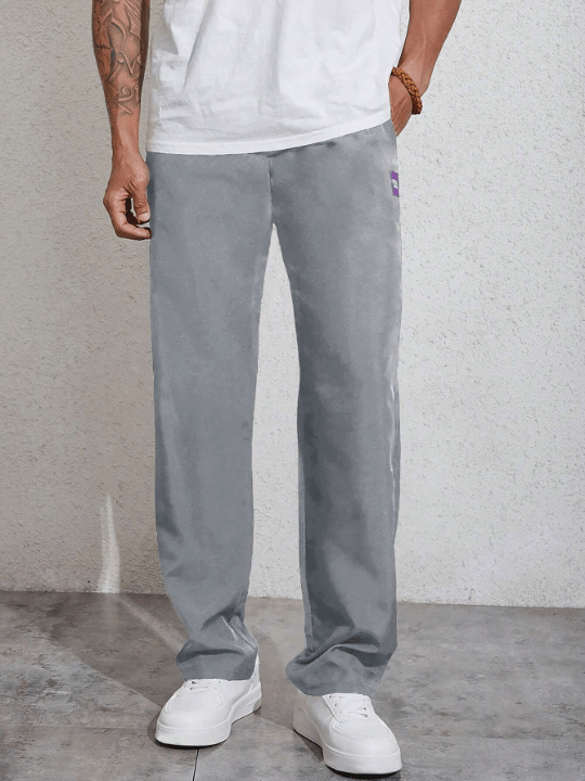 Manfinity Homme Men Letter Patched Detail Drawstring Waist Pants - Lolli World Marketplace