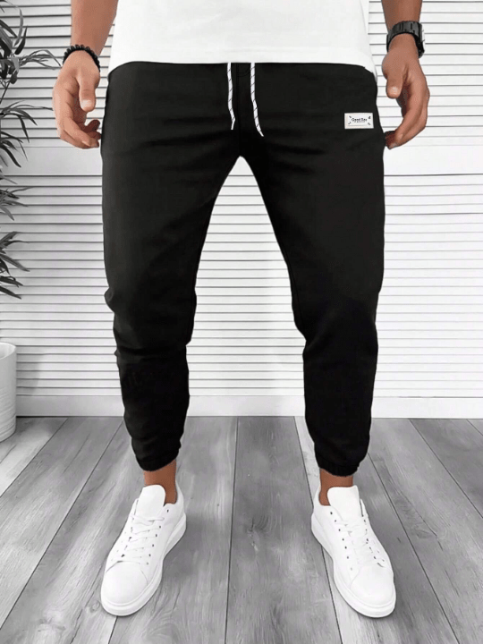 Manfinity Homme Men Letter Patched Drawstring Waist Sweatpants - Lolli World Marketplace