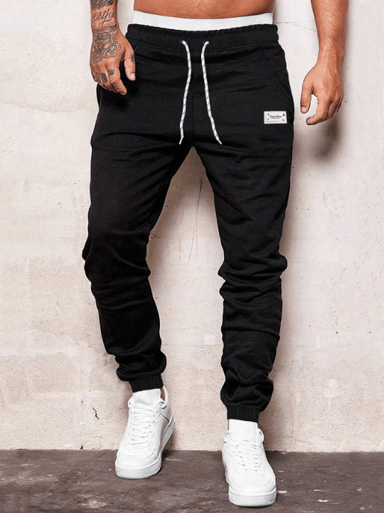 Manfinity Homme Men Letter Patched Drawstring Waist Sweatpants - Lolli World Marketplace