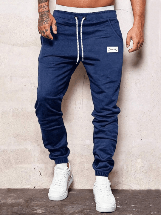 Manfinity Homme Men Letter Patched Drawstring Waist Sweatpants - Lolli World Marketplace