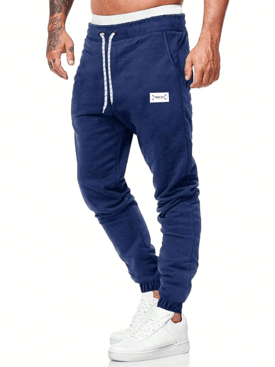 Manfinity Homme Men Letter Patched Drawstring Waist Sweatpants - Lolli World Marketplace