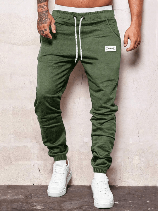 Manfinity Homme Men Letter Patched Drawstring Waist Sweatpants - Lolli World Marketplace