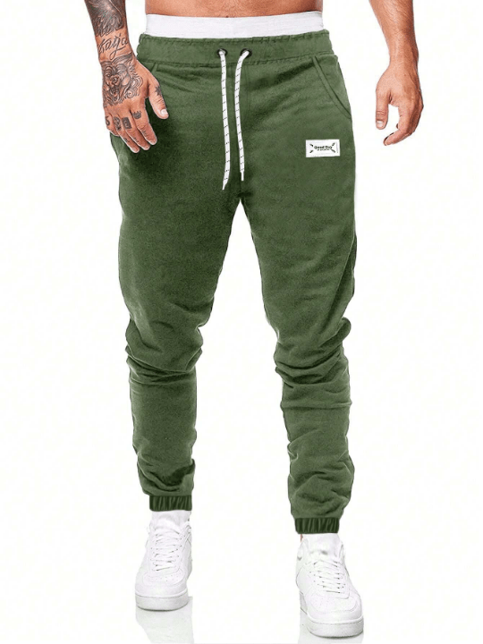 Manfinity Homme Men Letter Patched Drawstring Waist Sweatpants - Lolli World Marketplace