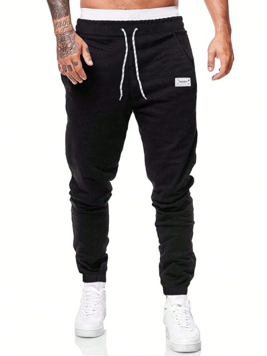 Manfinity Homme Men Letter Patched Drawstring Waist Sweatpants - Lolli World Marketplace