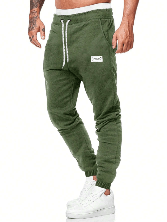 Manfinity Homme Men Letter Patched Drawstring Waist Sweatpants - Lolli World Marketplace