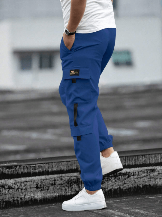 Manfinity Homme Men Patch Detail Drawstring Waist Cargo Pants - Lolli World Marketplace