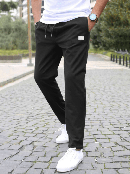 Manfinity Homme Men Patched Detail Drawstring Waist Pants - Lolli World Marketplace