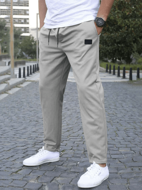 Manfinity Homme Men Patched Detail Drawstring Waist Pants - Lolli World Marketplace