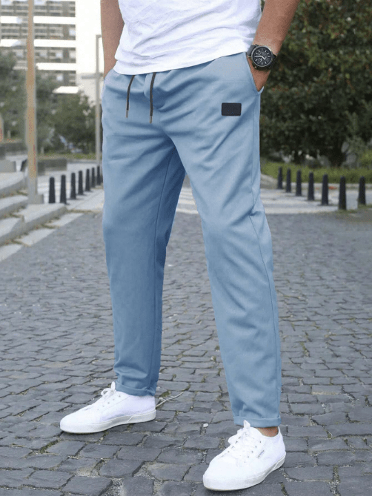 Manfinity Homme Men Patched Detail Drawstring Waist Pants - Lolli World Marketplace