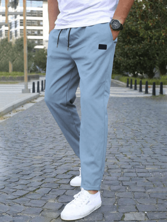 Manfinity Homme Men Patched Detail Drawstring Waist Pants - Lolli World Marketplace
