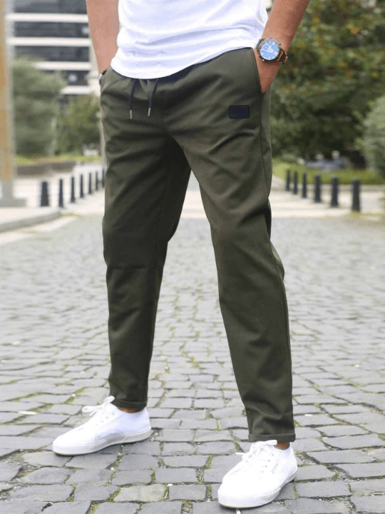 Manfinity Homme Men Patched Detail Drawstring Waist Pants - Lolli World Marketplace