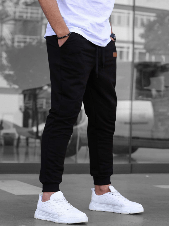 Manfinity Homme Men Patched Detail Drawstring Waist Sweatpants - Lolli World Marketplace