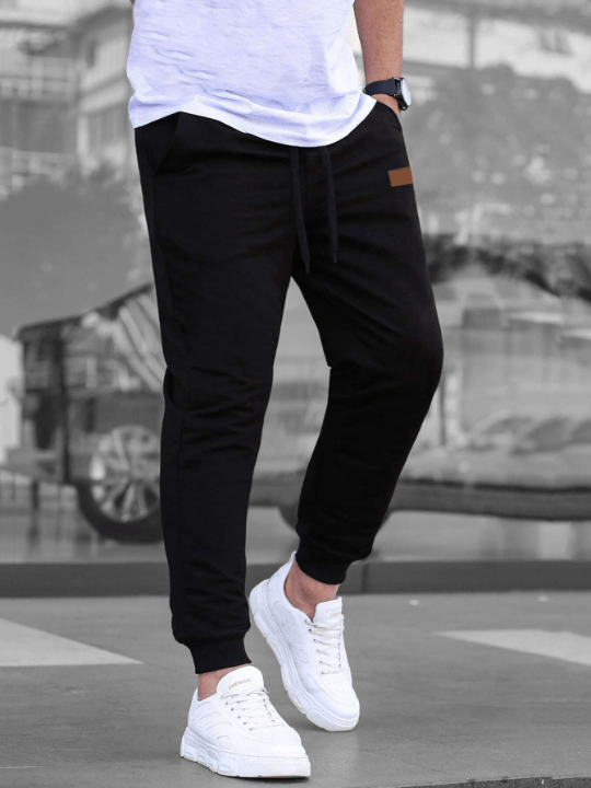 Manfinity Homme Men Patched Detail Drawstring Waist Sweatpants - Lolli World Marketplace