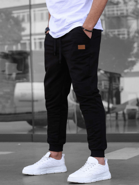 Manfinity Homme Men Patched Detail Drawstring Waist Sweatpants - Lolli World Marketplace