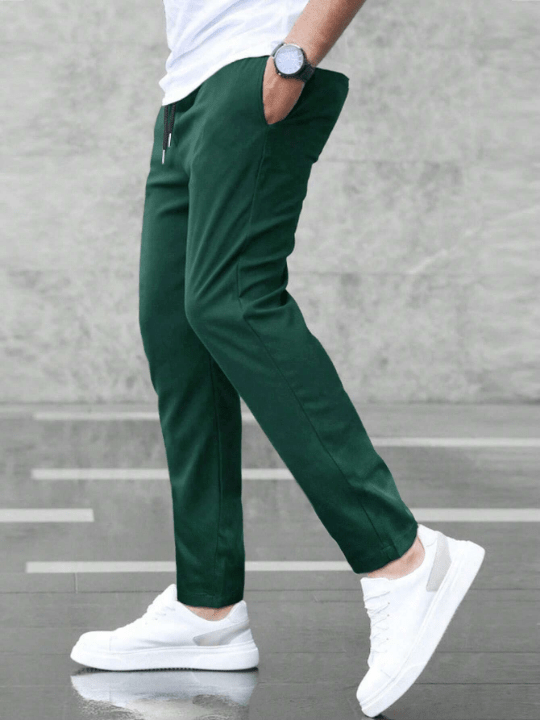 Manfinity Homme Men Solid Drawstring Waist Pants - Lolli World Marketplace