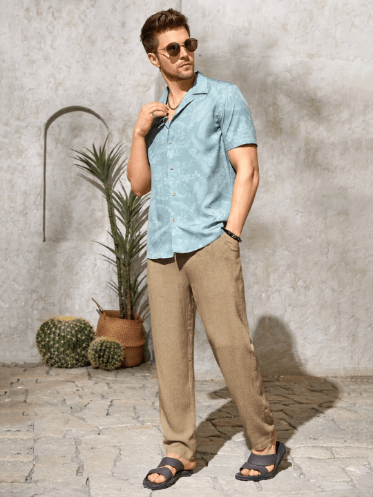 Manfinity Homme Men Solid Drawstring Waist Pants - Lolli World Marketplace