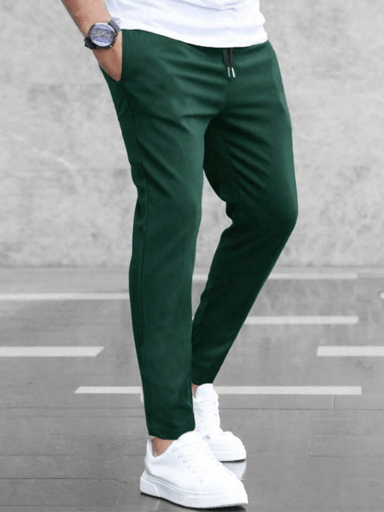 Manfinity Homme Men Solid Drawstring Waist Pants - Lolli World Marketplace
