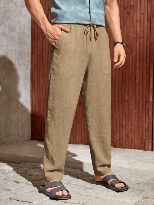 Manfinity Homme Men Solid Drawstring Waist Pants - Lolli World Marketplace