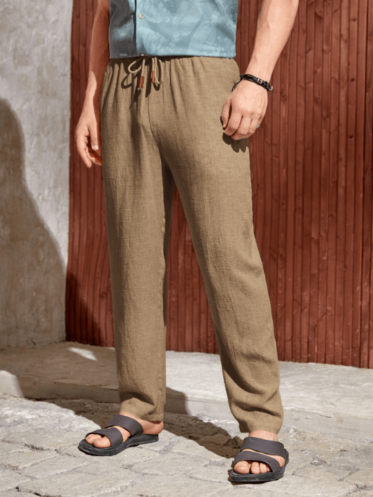 Manfinity Homme Men Solid Drawstring Waist Pants - Lolli World Marketplace