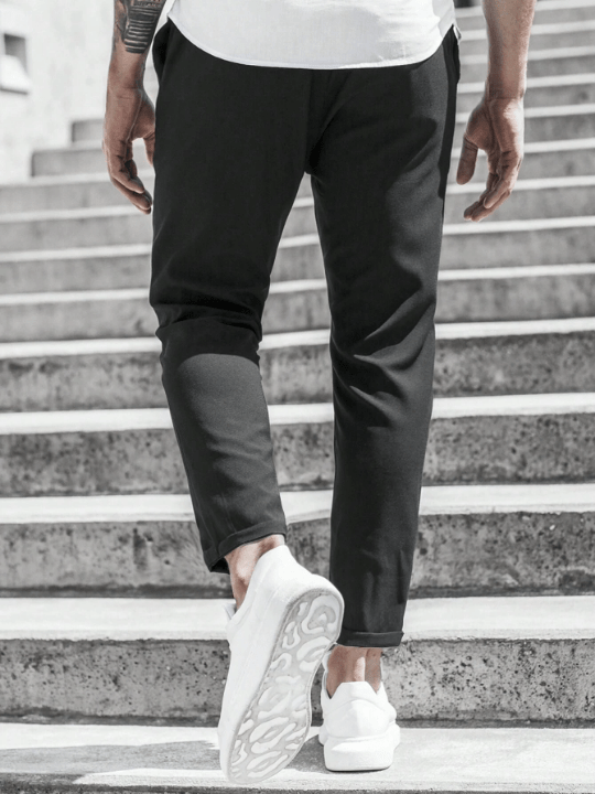 Manfinity Homme Men Solid Drawstring Waist Pants - Lolli World Marketplace