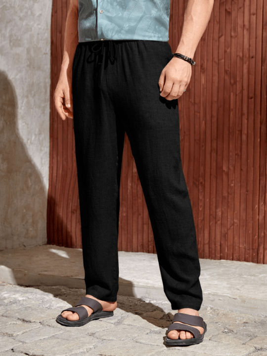 Manfinity Homme Men Solid Drawstring Waist Pants - Lolli World Marketplace