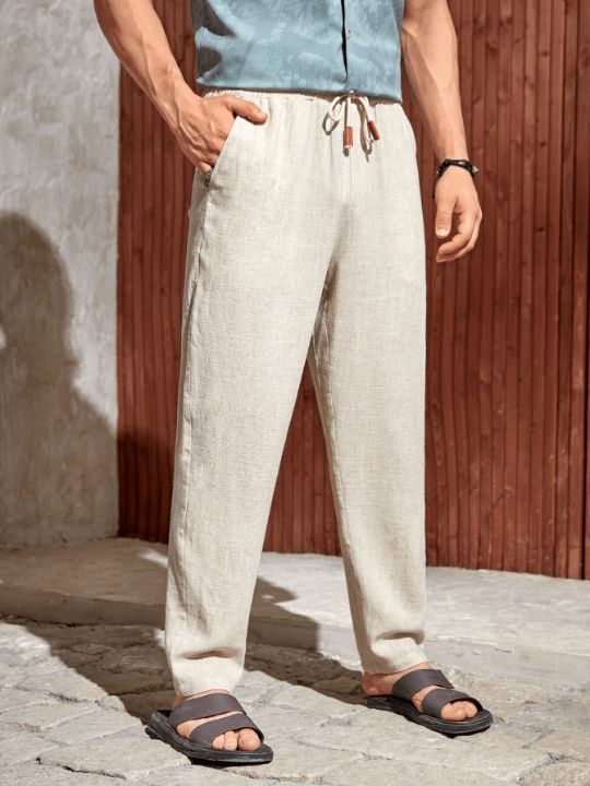 Manfinity Homme Men Solid Drawstring Waist Pants - Lolli World Marketplace