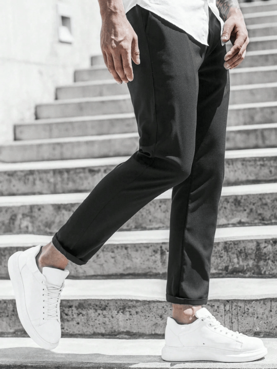Manfinity Homme Men Solid Drawstring Waist Pants - Lolli World Marketplace
