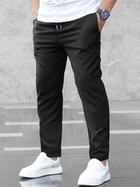 Manfinity Homme Men Solid Drawstring Waist Pants - Lolli World Marketplace