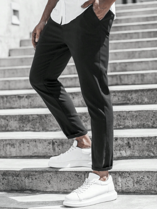Manfinity Homme Men Solid Drawstring Waist Pants - Lolli World Marketplace