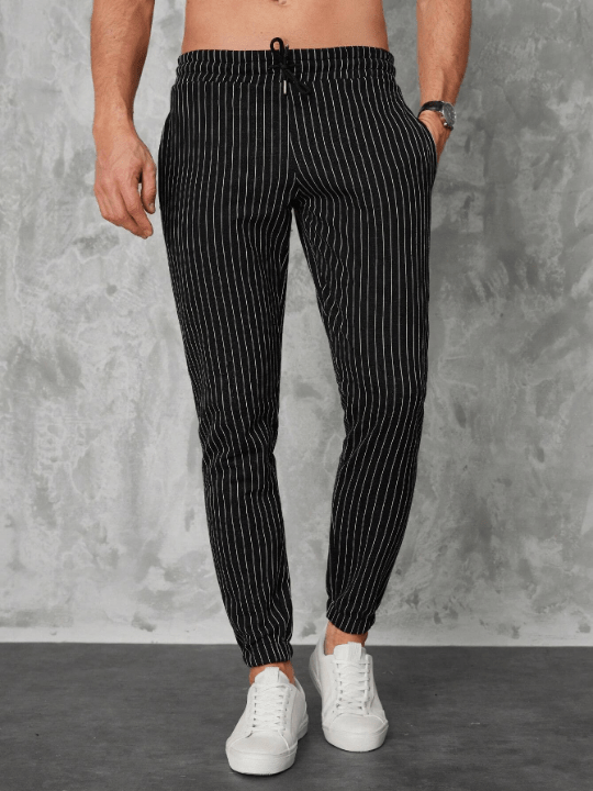 Manfinity Homme Men Striped Print Drawstring Waist Pants - Lolli World Marketplace