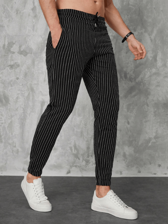 Manfinity Homme Men Striped Print Drawstring Waist Pants - Lolli World Marketplace