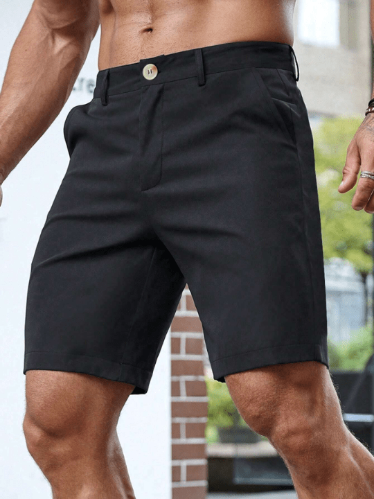 Manfinity Homme Men'S Button Fly Straight Leg Shorts - Lolli World Marketplace