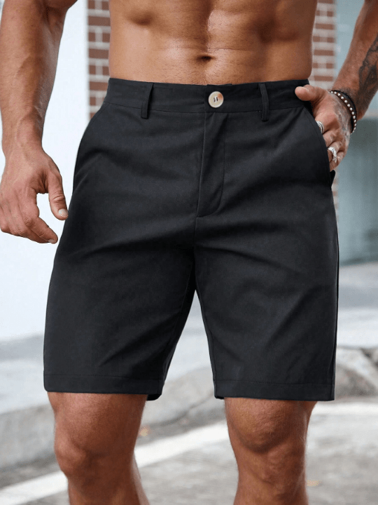 Manfinity Homme Men'S Button Fly Straight Leg Shorts - Lolli World Marketplace