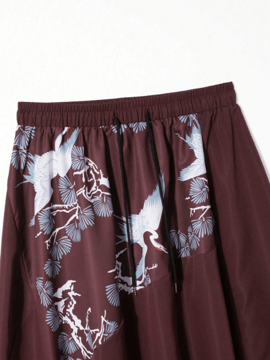 Manfinity Homme Men's Crane Print Harem Pants - Lolli World Marketplace